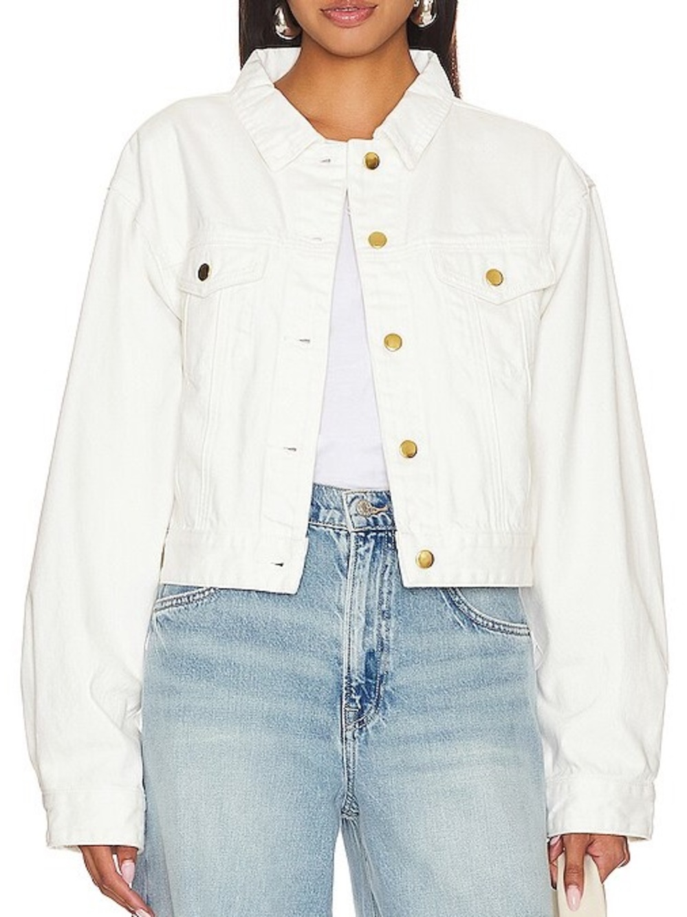 Revolve SNDYS White Denim Jacket